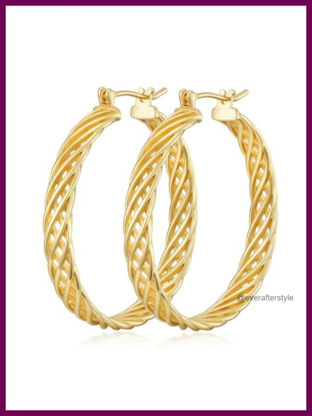 14k Gold Plated Large Hoop Earrings for Women Hypoallergenic Fine Weave Huggie